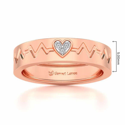 Heartbeat Silver Band Ring - Rose Gold - Image 5