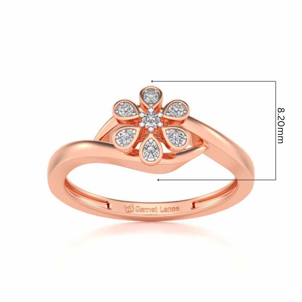 Shinny Flower Silver Ring - Rose Gold - Image 5