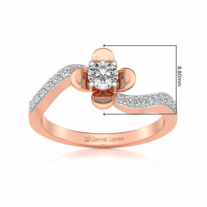 Twisted Bloom Solitaire Silver Ring - Rose Gold - Image 5