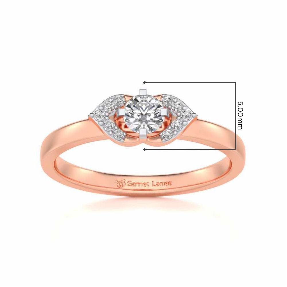 Petaled Solitaire Silver Ring - Rose Gold - Image 5