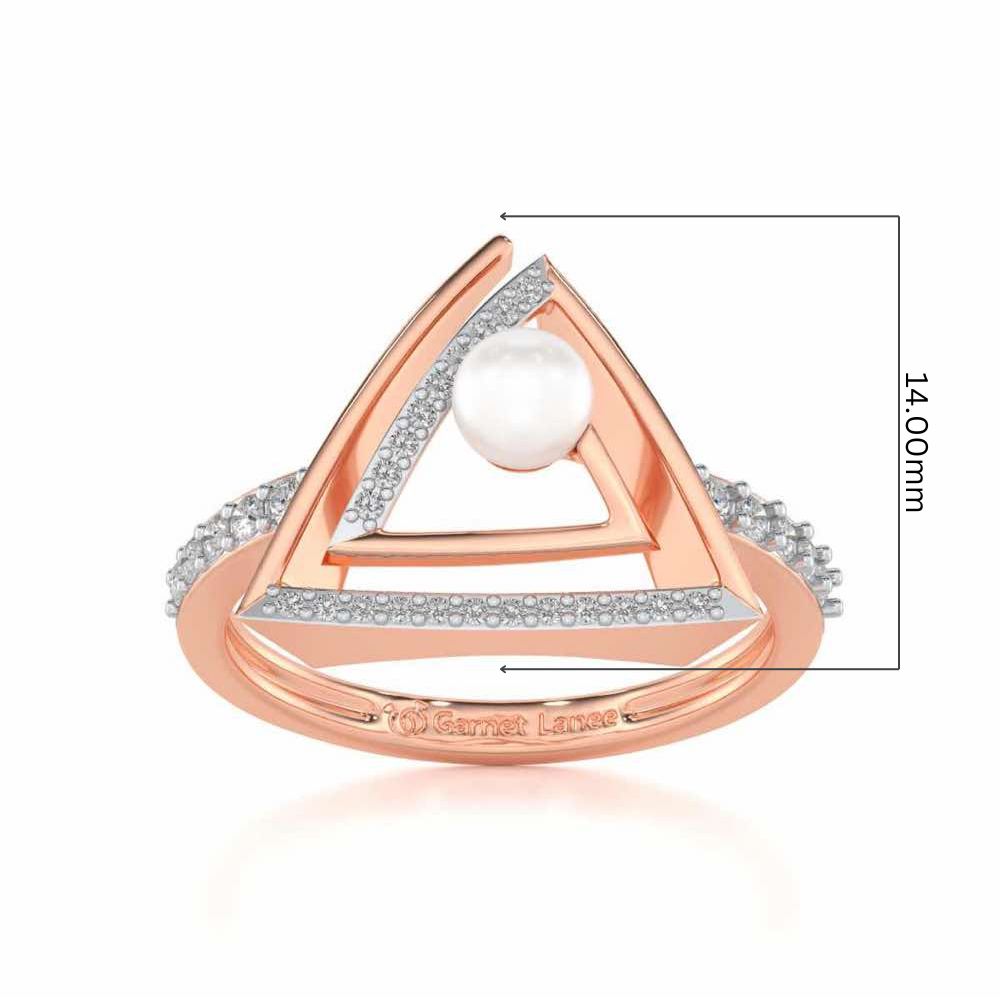 Trigoned Silver Pearl Ring - Rose Gold - Image 5