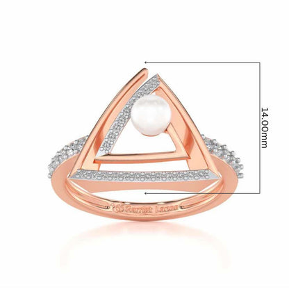 Trigoned Silver Pearl Ring - Rose Gold - Image 5