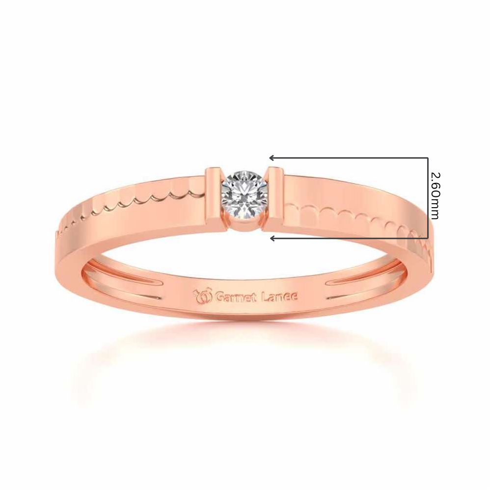 Edged Solitaire Silver Ring - Rose Gold - Image 5
