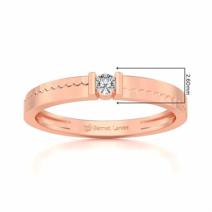 Edged Solitaire Silver Ring - Rose Gold - Image 5