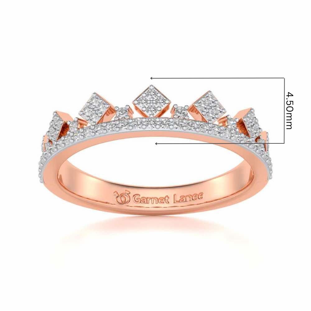 Tiny Crown Silver Band Ring - Rose Gold - Image 5