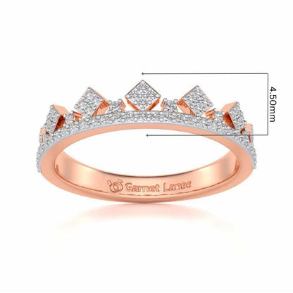 Tiny Crown Silver Band Ring - Rose Gold - Image 5