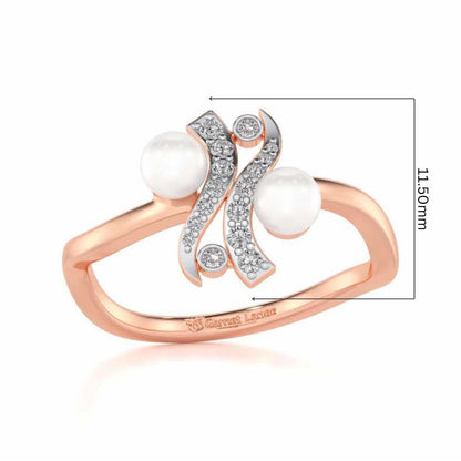 Subtle Silver Pearl Ring - Rose Gold - Image 5