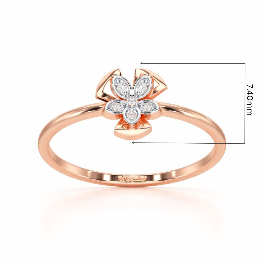 Dainty Flower Silver Ring - Rose Gold - Image 5