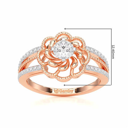 Elegance Bloom Solitaire Ring - Rose Gold - Image 5