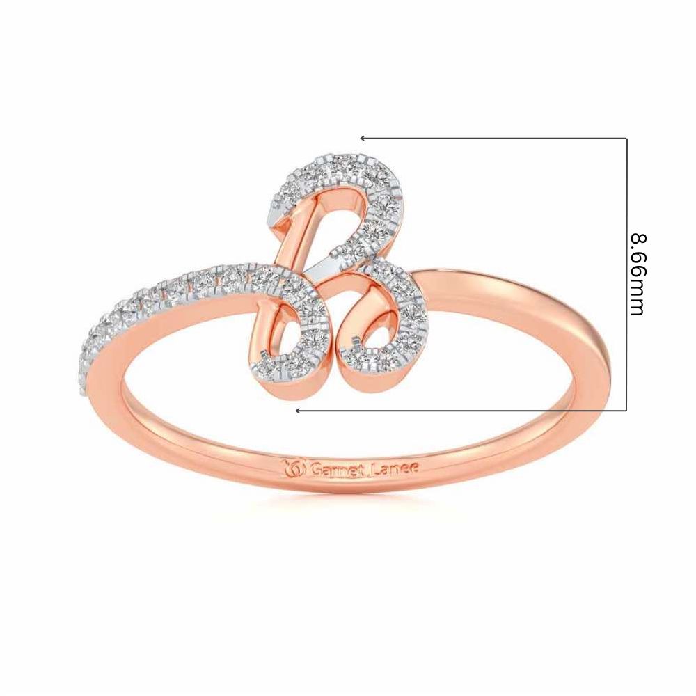 Stylish B Silver Ring - Rose Gold - Image 5