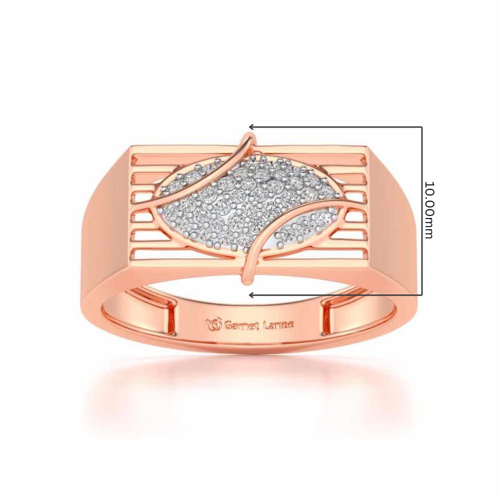 Oval Mesh Silver Ring For Men - Rose Gold - Image 5
