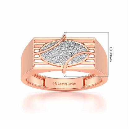 Oval Mesh Silver Ring For Men - Rose Gold - Image 5