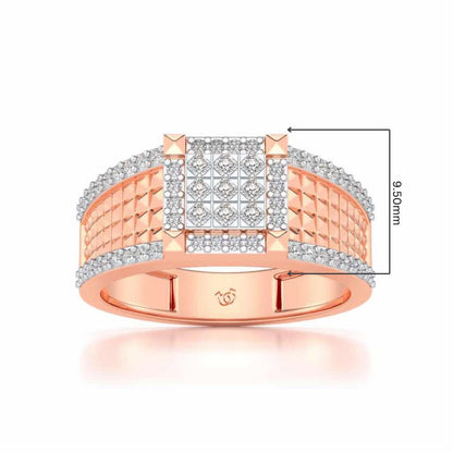Spiky Groove Silver Ring For Men - Rose Gold - Image 5