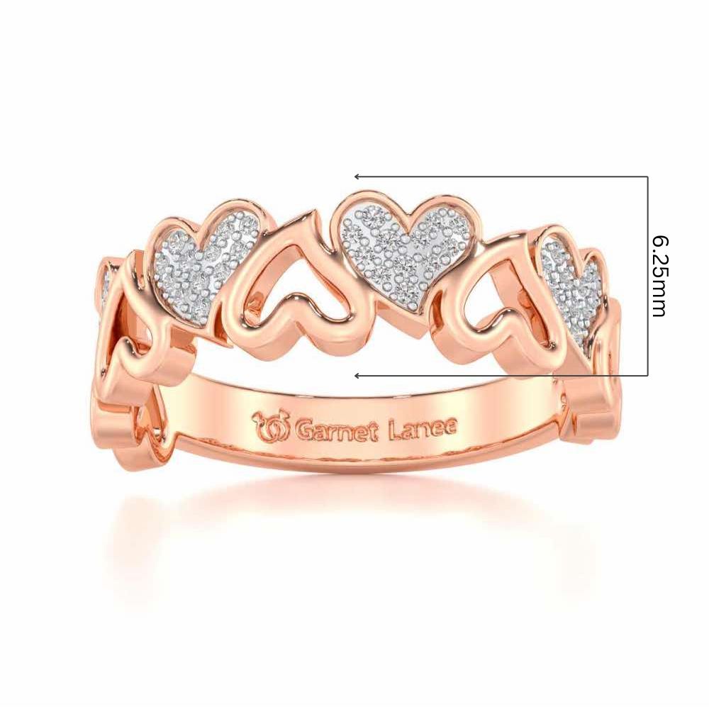 Heart Line Silver Band Ring - Rose Gold - Image 5