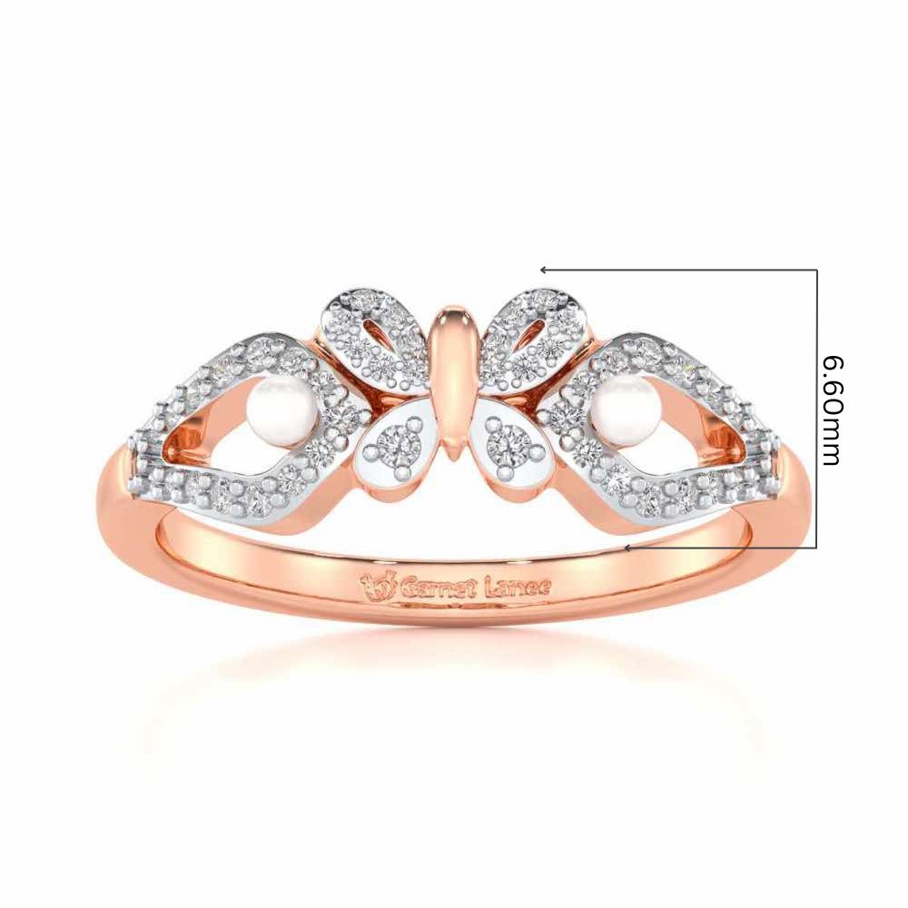 Blissfly Silver Pearl Ring - Rose Gold - Image 5