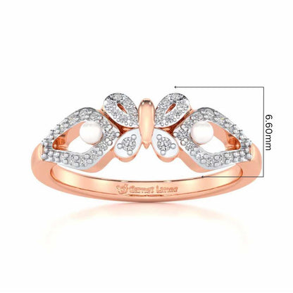 Blissfly Silver Pearl Ring - Rose Gold - Image 5