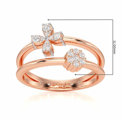 Simple Flower Silver Ring - Rose Gold - Image 5
