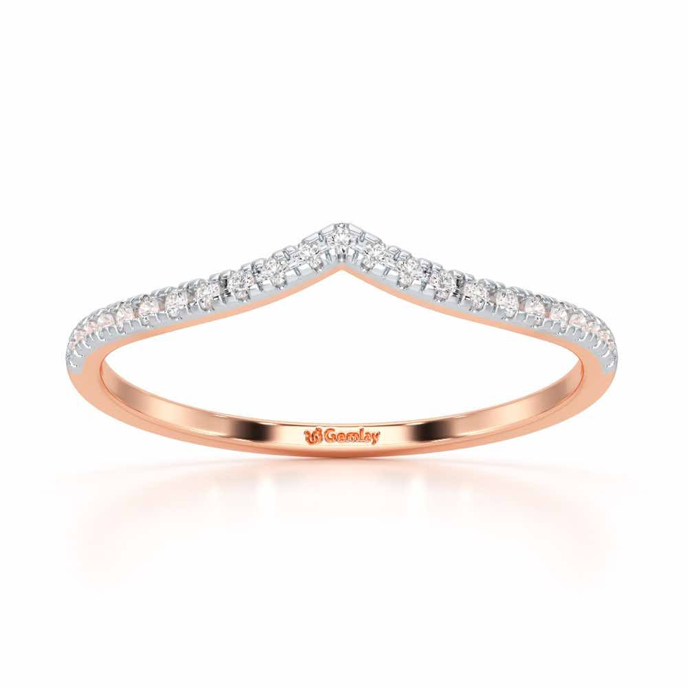 Velvet V Women Silver Ring - Rose Gold - Image 2