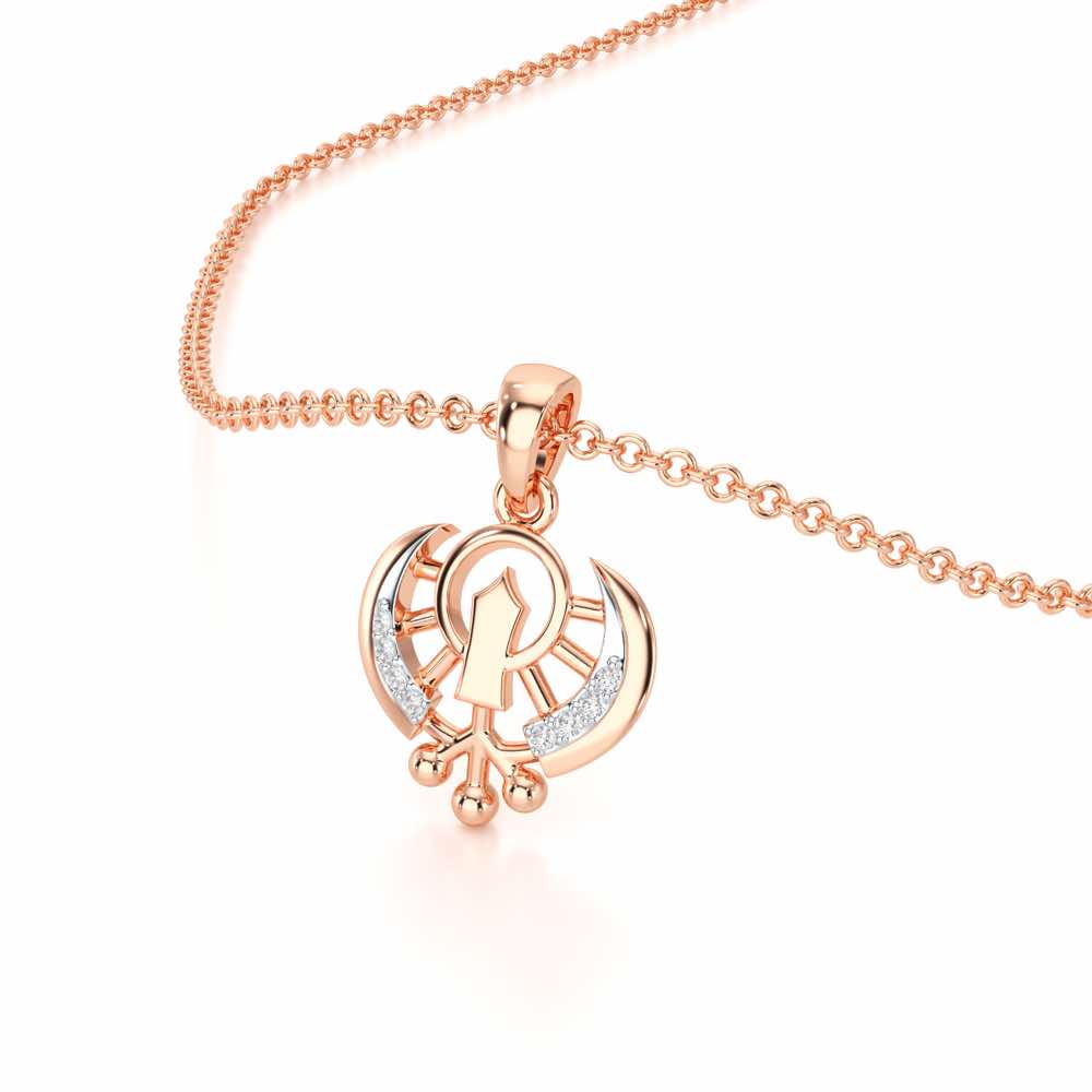 Khalsa Divine Silver Pendant - Rose Gold - Image 2