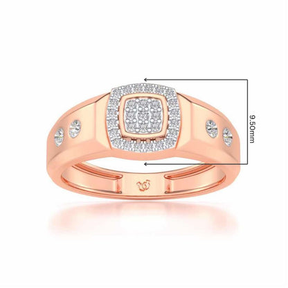 Cued Square Silver Ring For Men - Rose Gold - Image 5