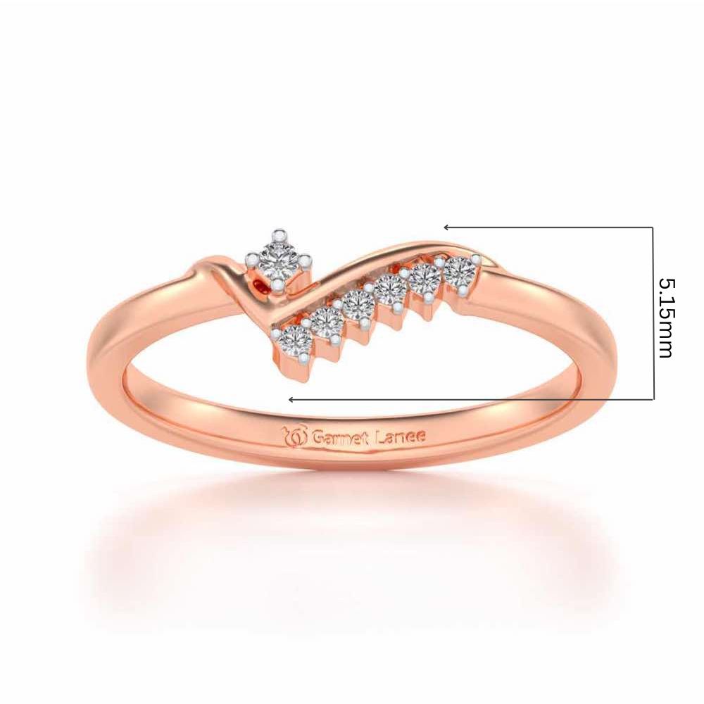 Shiny Wave Silver Ring - Rose Gold - Image 5