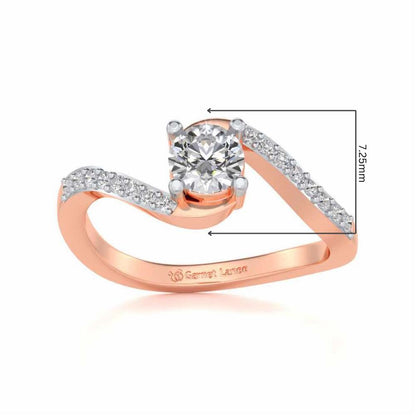 Widish Solitaire Silver Ring - Rose Gold - Image 5