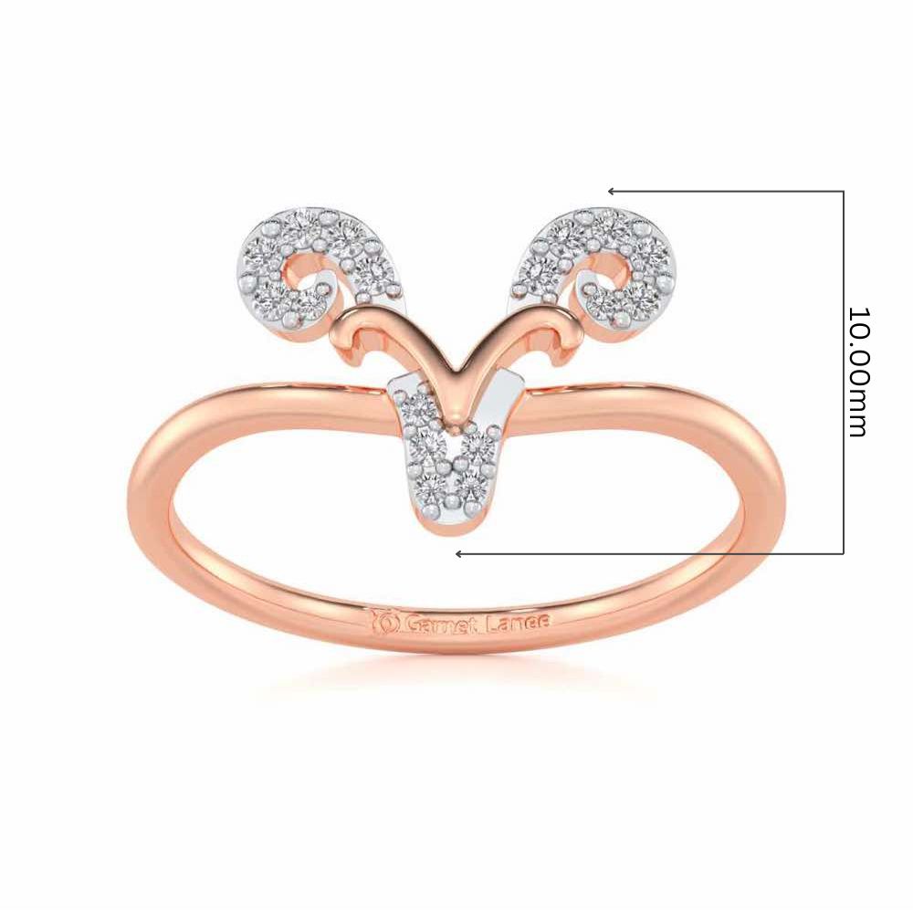 Auspicious Aries Silver Ring - Rose Gold - Image 5