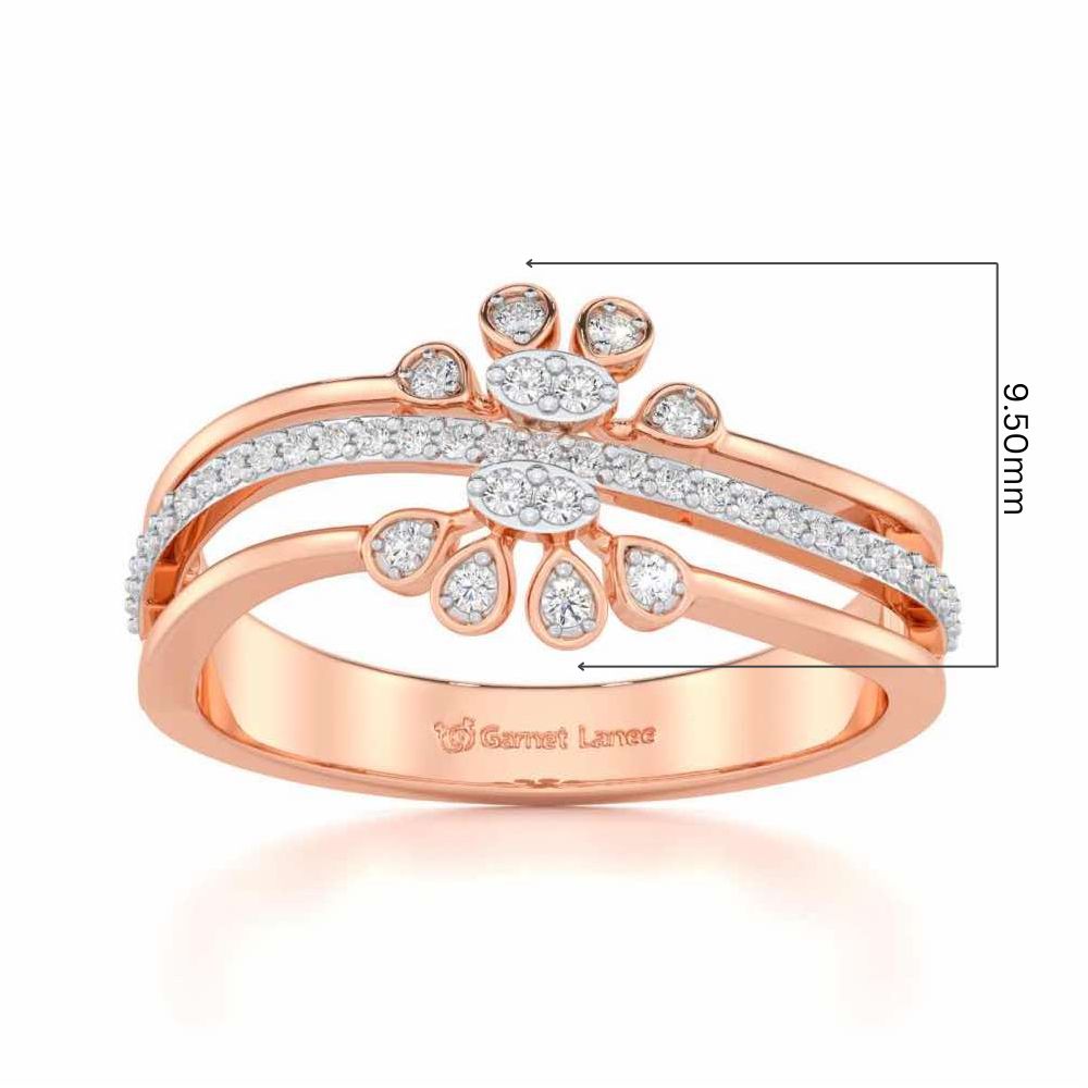 Wave Bloom Silver Ring - Rose Gold - Image 5