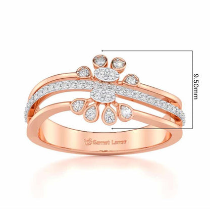Wave Bloom Silver Ring - Rose Gold - Image 5