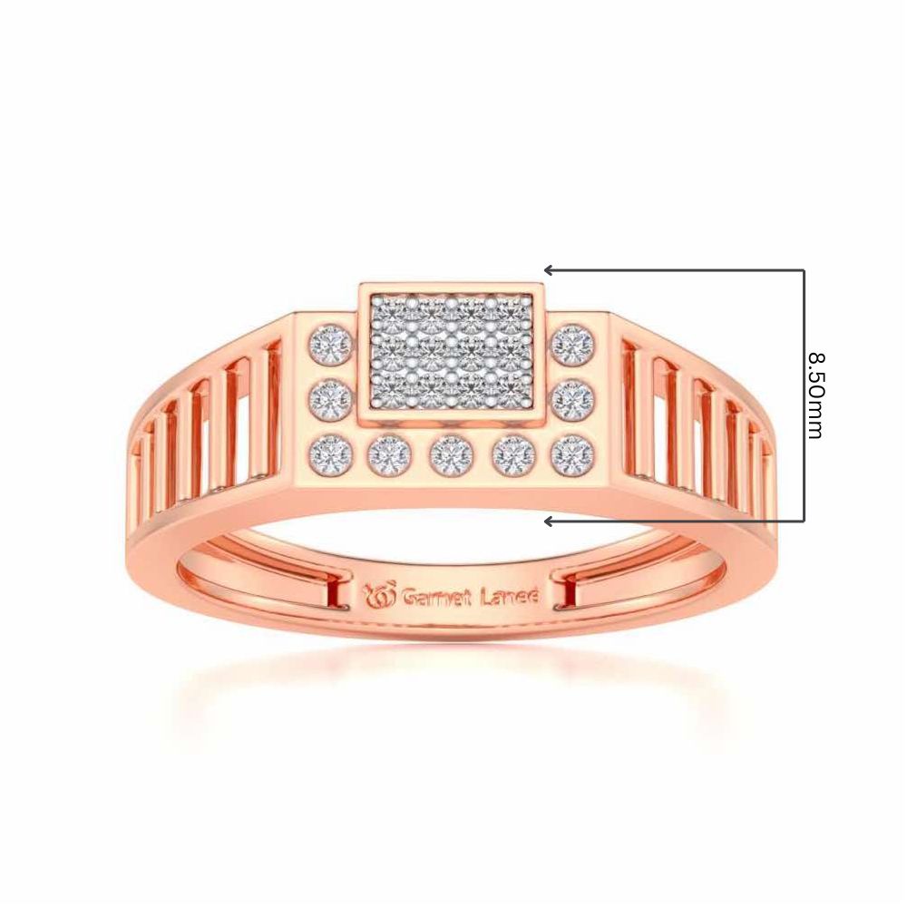 Out-Square Silver Ring For Men - Rose Gold - Image 5
