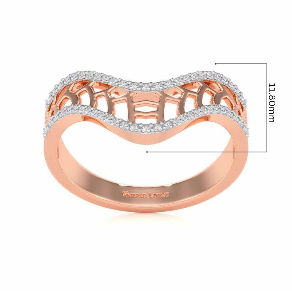 Wave Down Silver Ring - Rose Gold - Image 5