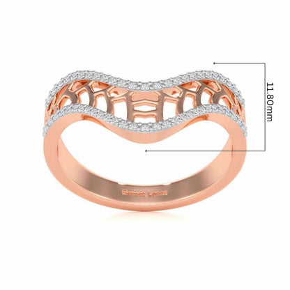 Wave Down Silver Ring - Rose Gold - Image 5
