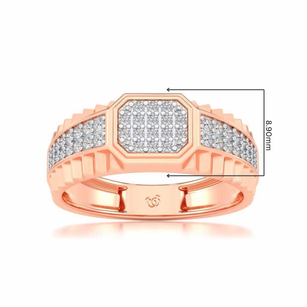 Hexagon Silver Ring For Men - Rose Gold - Image 5