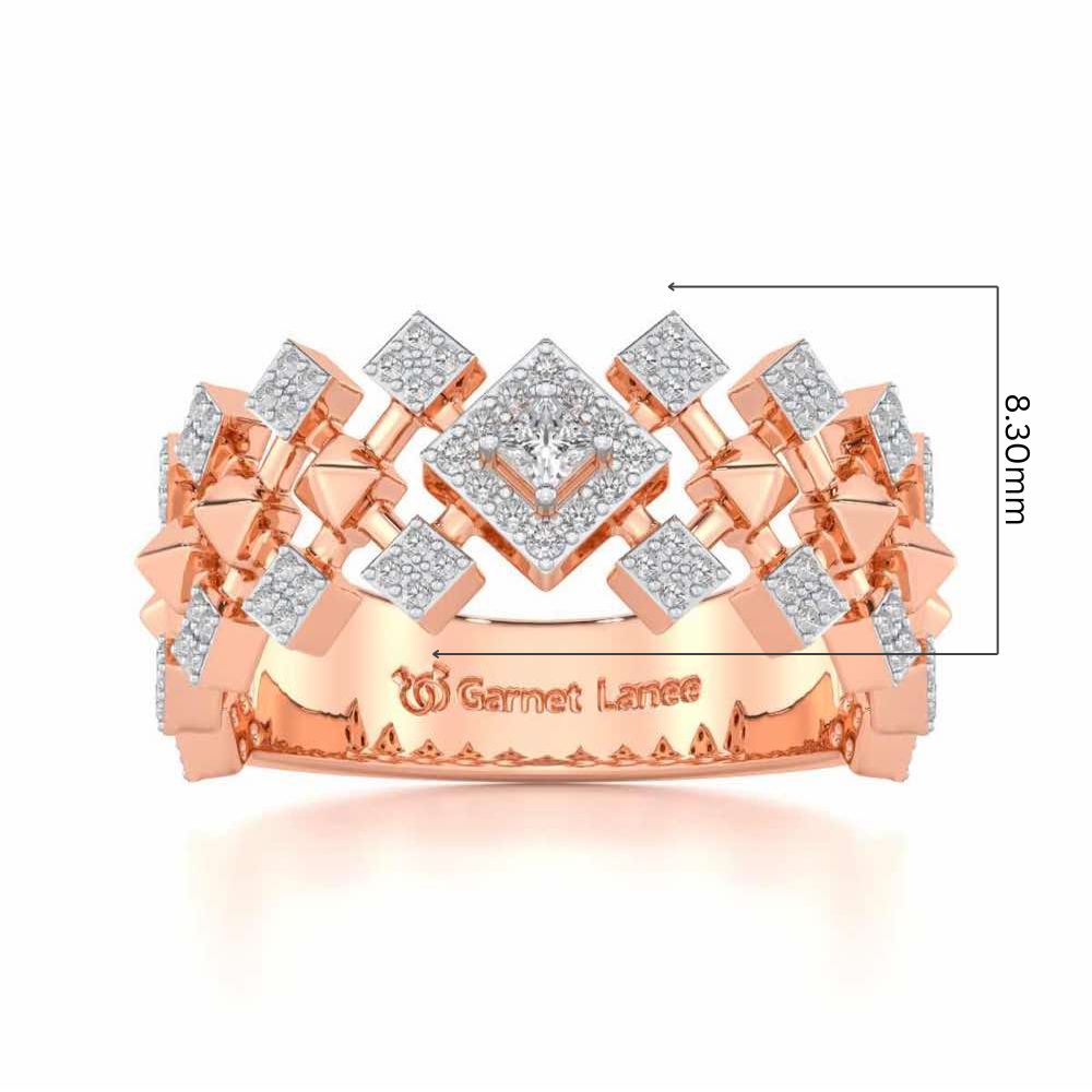 Rom Pom Silver Band Ring - Rose Gold - Image 5