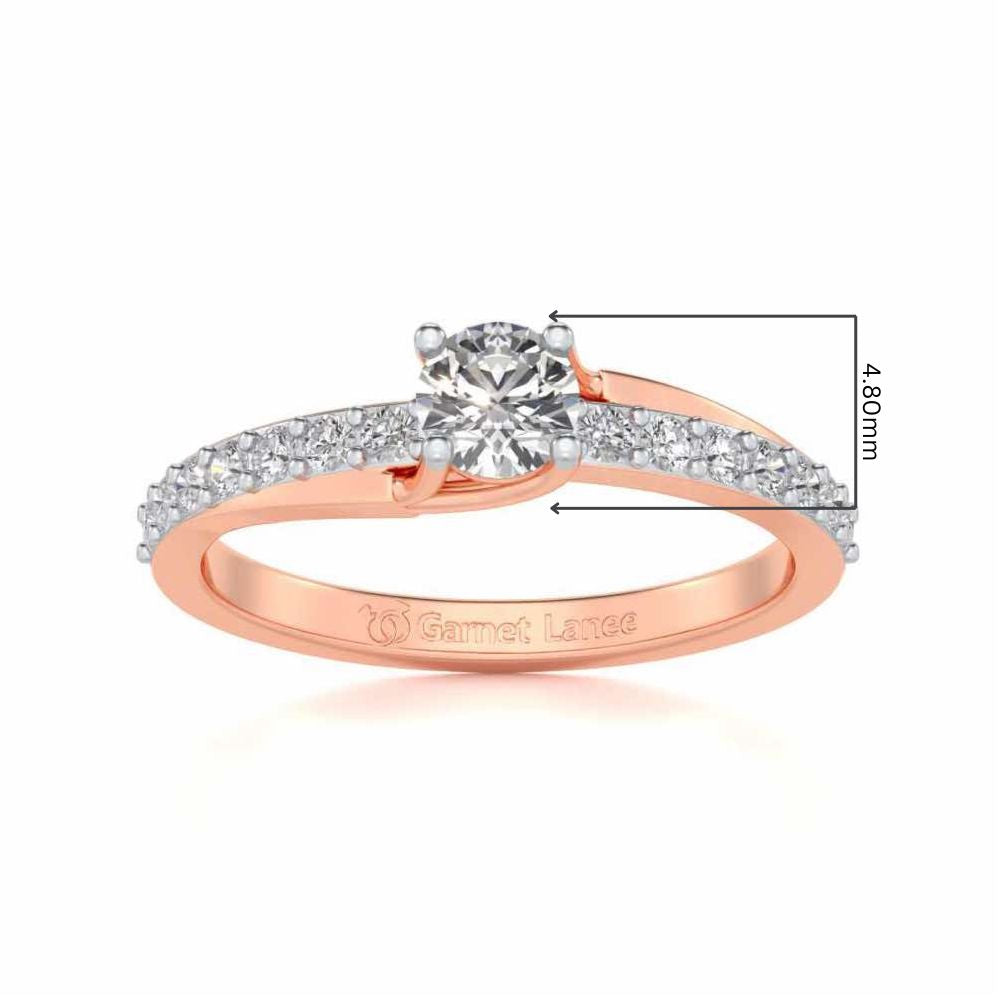 Subtle Solitaire Silver Ring - Rose Gold - Image 5