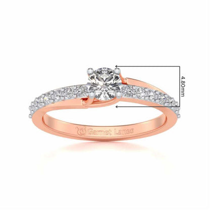 Subtle Solitaire Silver Ring - Rose Gold - Image 5