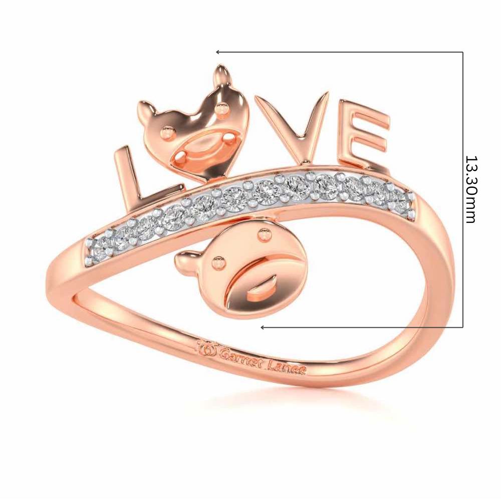 Smiley Heart Silver Ring - Rose Gold - Image 5