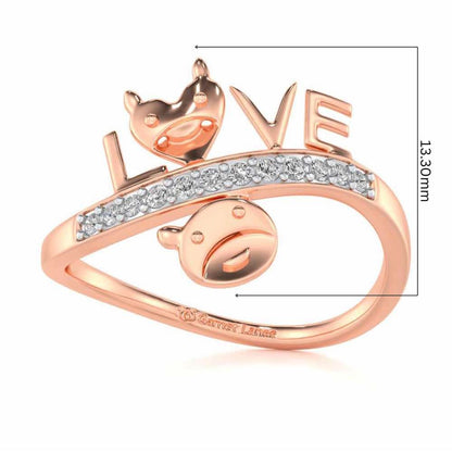 Smiley Heart Silver Ring - Rose Gold - Image 5