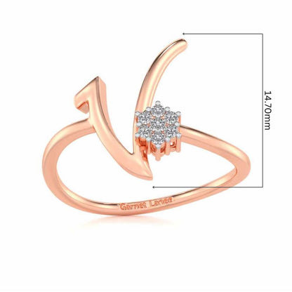 Flora V Silver Ring - Rose Gold - Image 5