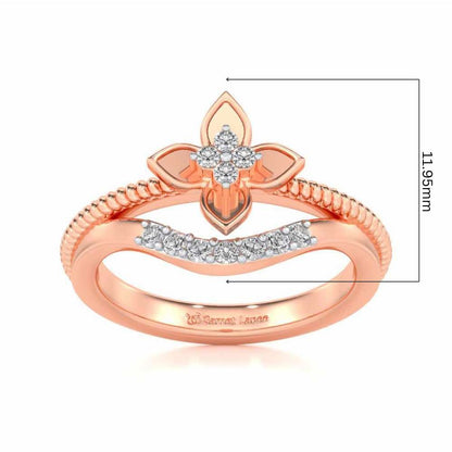 Cue Flower Silver Ring - Rose Gold - Image 5