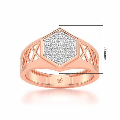 Packed Hexa Silver Ring For Men - Rose Gold - Image 5