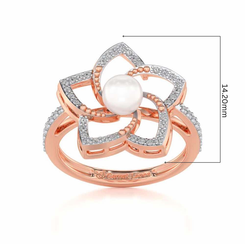Pole Star Silver Pearl Ring - Rose Gold - Image 5