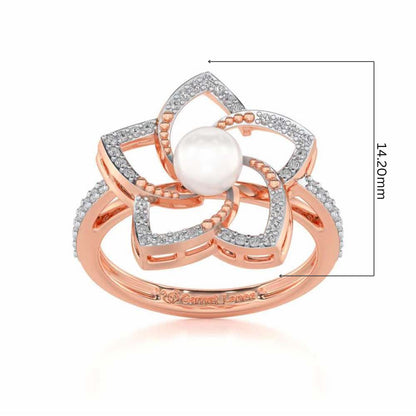 Pole Star Silver Pearl Ring - Rose Gold - Image 5