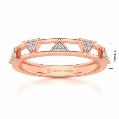 Lucky Pointer Silver Band Ring - Rose Gold - Image 5