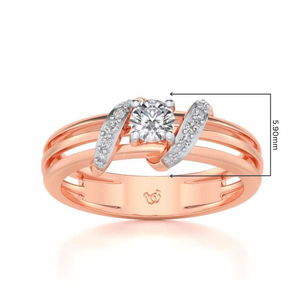 Wrap around Solitaire Silver Ring - Rose Gold - Image 5
