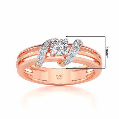 Wrap around Solitaire Silver Ring - Rose Gold - Image 5