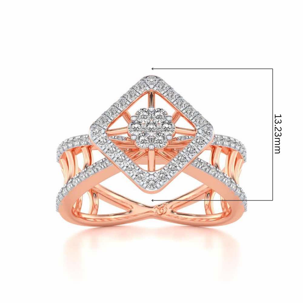 Rhombus Eye Silver Ring - Rose Gold - Image 5