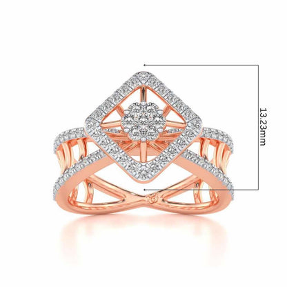Rhombus Eye Silver Ring - Rose Gold - Image 5