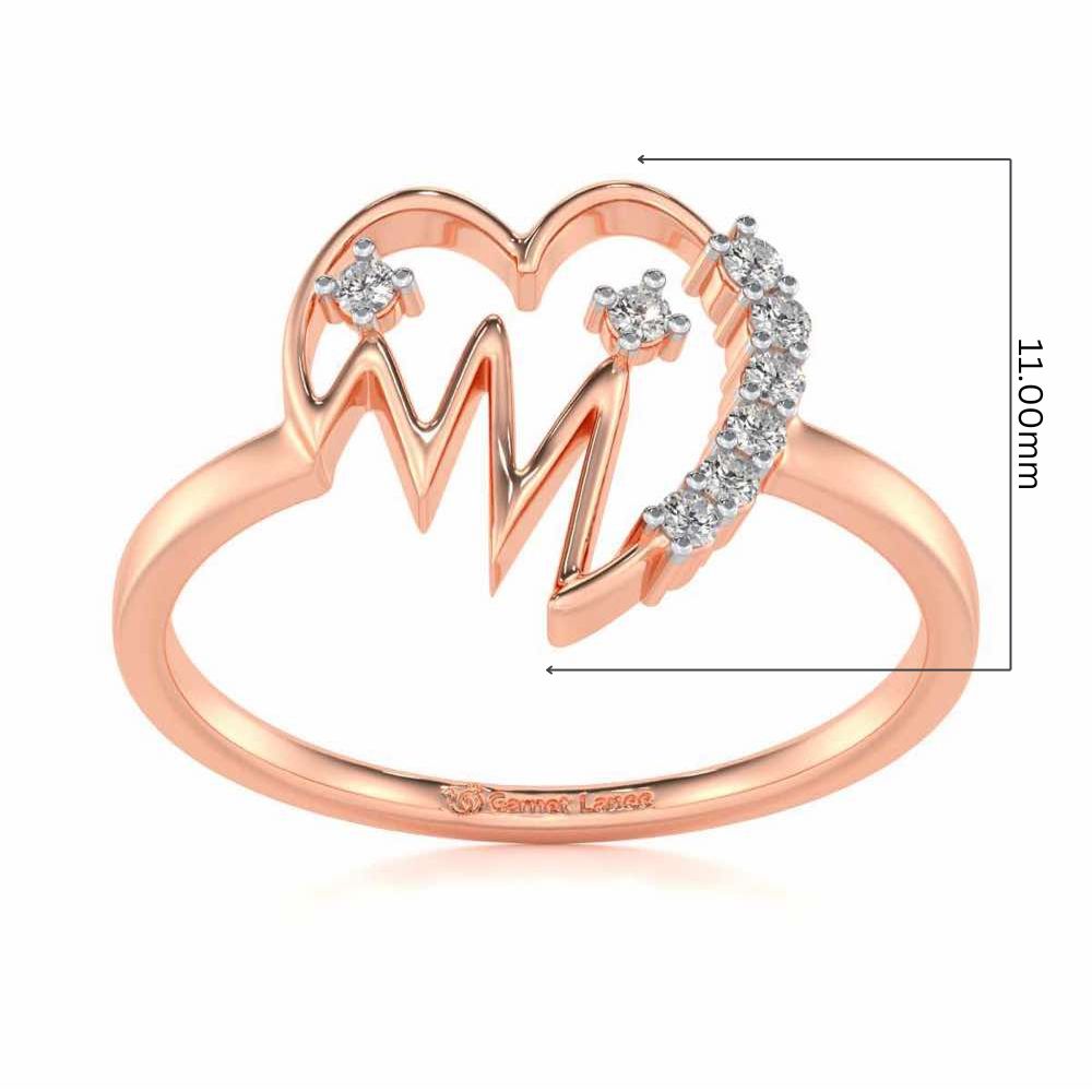 Heart beats Silver Ring - Rose Gold - Image 5