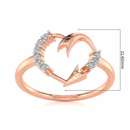 Arrow Heart Silver Ring - Rose Gold - Image 5